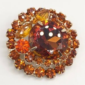 JULIANA Vintage Flower Glass Rhinestone Brooch Pin